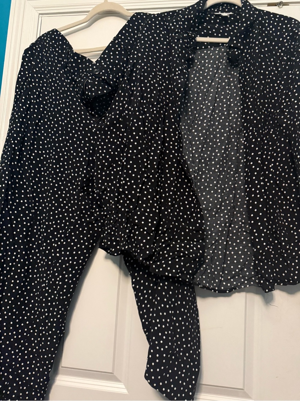 Macy's Black and White Polka Dot Wide Leg Jumpsuit